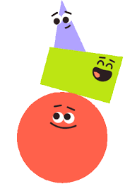 three animated shapes stacked on top of each other