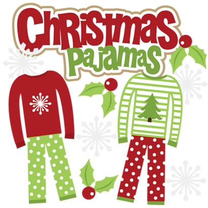 Christmas pajamas" with green and red Christmas pajamas