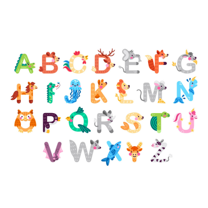 Alphabet where all the letters are made out of animals