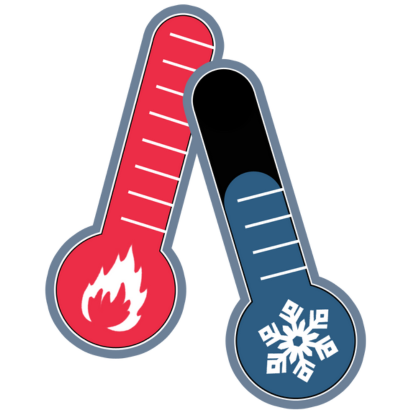 one hot thermometer and one cold thermometer