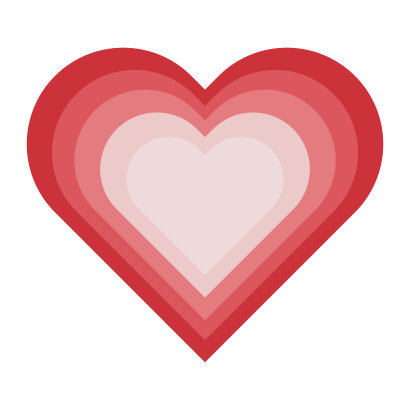 multilayered hearts from red to pink