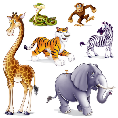 six different safari animals