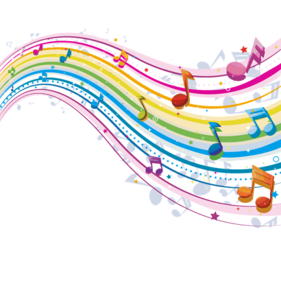 colorful music notes on a colorful staff