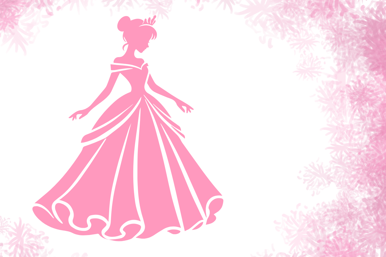 pink princess silhouette with pink floral background