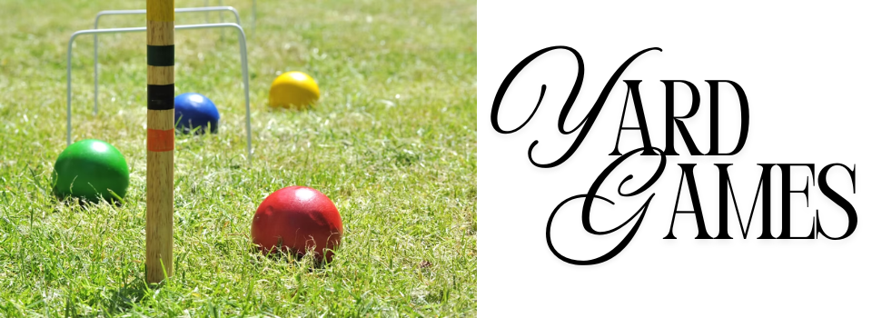 "Yard Games" yard with croquet set up