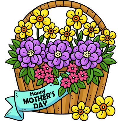 "Happy Mother's Day" basket with bright flowers