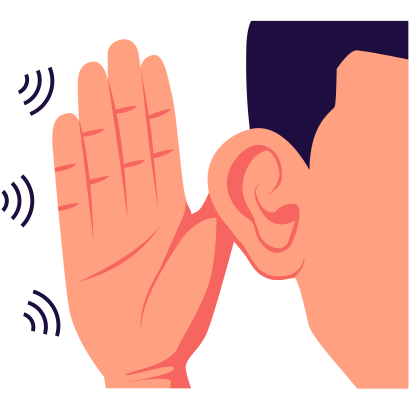 hand next to ear listening