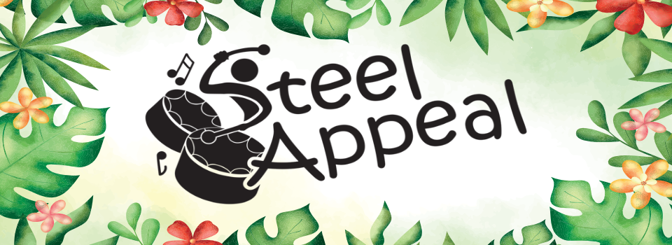 "Steel Appeal" logo with floral background