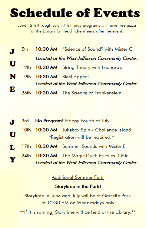 Schedule of Events for 2026