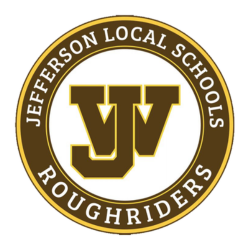 Jefferson Local Schools Roughriders brown and gold logo