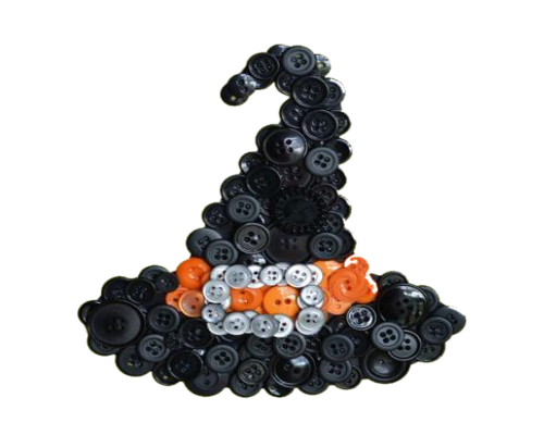 witch hat made of buttons