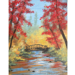 Fall bridge painting