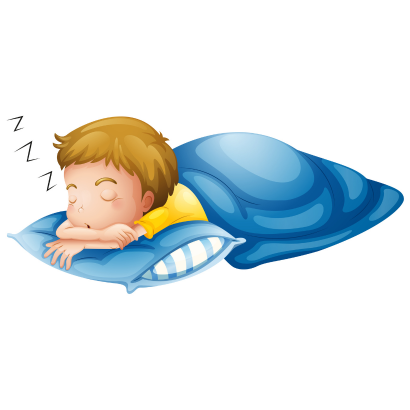 boy sleeping under a blue blanket