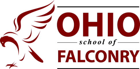 "Ohio school of falconry" logo with an outline of a falcon