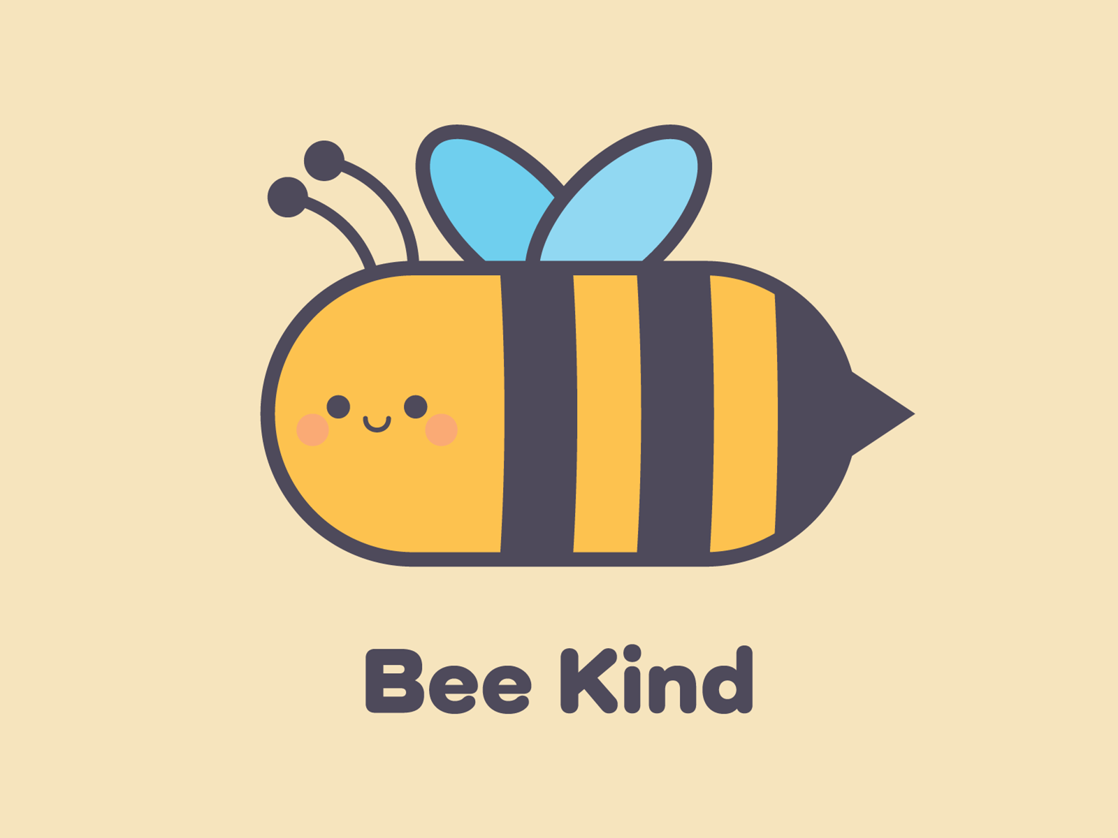 "Bee Kind" with a clipart of a smiling bee