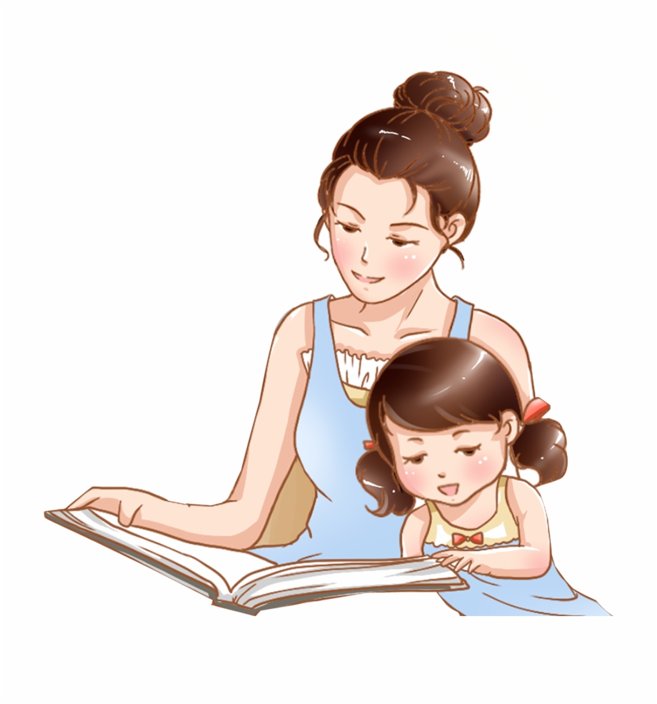 mother and daughter reading a book together