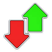 red arrow pointing down and green arrow pointing up