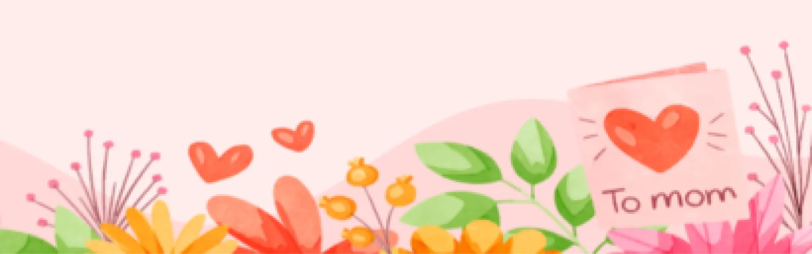 flowers with a pick card that says "To mom" with a heart