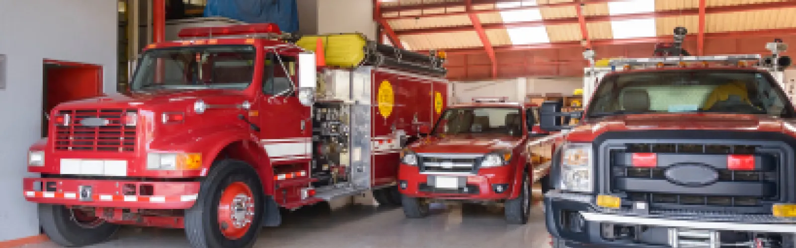 fire vehicles in a fire station
